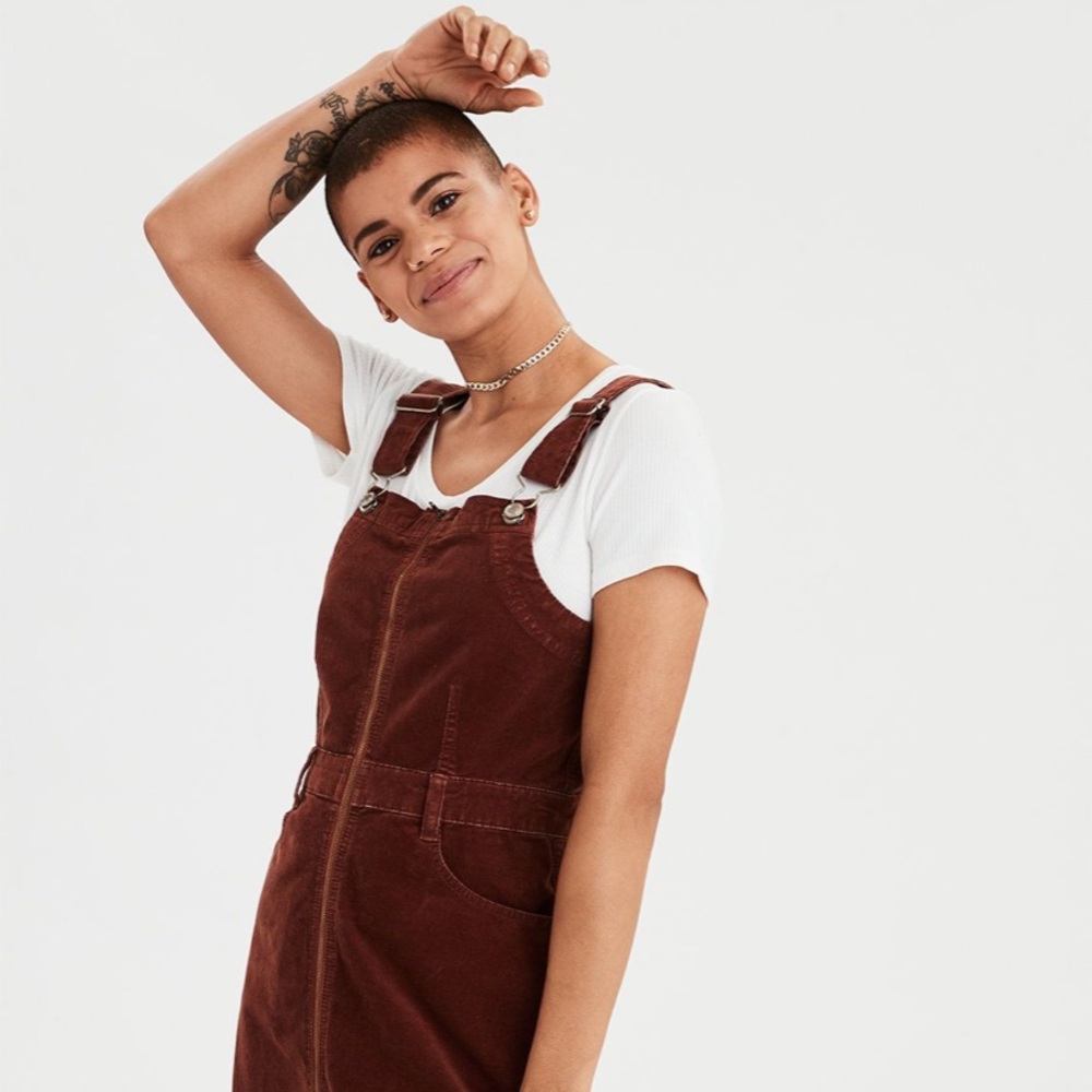 AE Corduroy Overall Dress - Brown